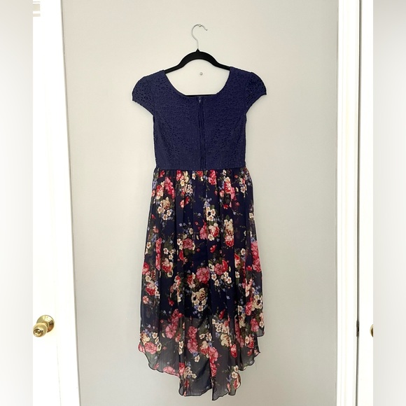 Blue Floral High Low Dress - Picture 4 of 5